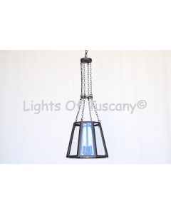 6401-3GL Modern Style Wrought Iron Hanging Lantern Light Clear Glass