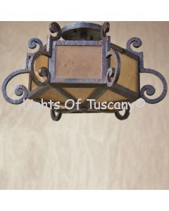 Tuscan Spanish Hallway Entry Hexagonal Semi-Flush Ceiling Light               