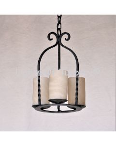 6521-3GL Rustic Mediterranean Style Iron Mini Chandelier with Glass Candles