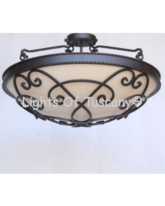 6531-6 Spanish Revival Style Semi Flush Bowl Pendant Light