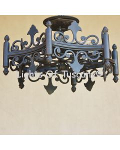 Spanish Revival Wrought Iron Semi Flush Ceiling Light