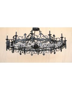 6559-12 Spanish Revival Semi Flush Iron Wrought Iron Light