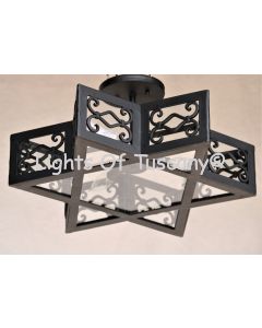 6600-3 Moroccan Style Semi Flush Iron Star Ceiling Light