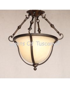 6705-4ONX Wrought Iron Contemporary Onyx Hanging Pendant Bowl