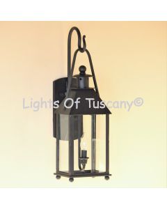 Rustic outdoor iron wall lantern, craftsman outdoor light