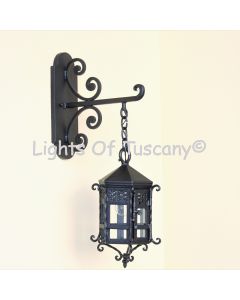 Decorative hanging light, lantern and chain, Spanish Colonial Light, Wall Lantern, Mediterranean Wall Light