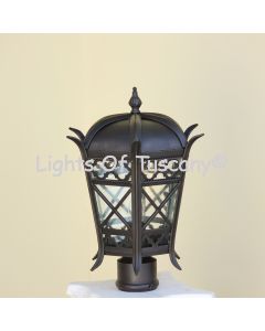 Spanish neo gothic style outdoor post light pier mount.