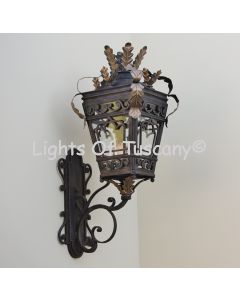 7217-4 Tuscan / Mediterranean Style Outdoor Iron Wall Light with Acanthus Leaves Italian Style Vintage Antique