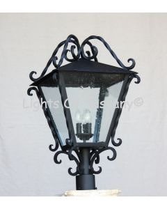 7249-3P Tuscan Style Wrought Iron Post Light