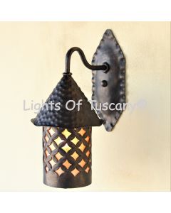 7325-1M Rustic Gothic Style Iron Outdoor Wall Lantern with Natural Mica