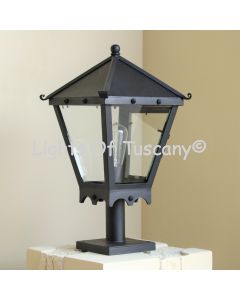 7411-1P  Tuscan Mediterranean Style Iron Post Light Lantern