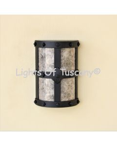 7416-1 Contemporary Decorative Outdoor Iron Pocket Light with Mica