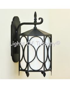 Contemporary Wrought Iron Wall Lantern w/ diffuser 7462-1