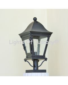 Spanish Modern outdoor column pier mount lantern light.