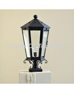 7525-1 Contemporary Mediterranean Style Wrought Iron Outdoor Post Light