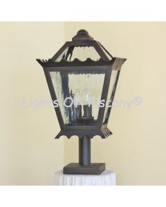 Spanish modern outdoor pier mount post lantern light.