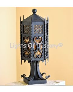 7560-1P Spanish Gothic Revival Wrought Iron Post Light