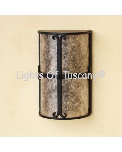 7561-1MIC  Spanish Transitional Style Wrought Iron Pocket Wall Light with Mica