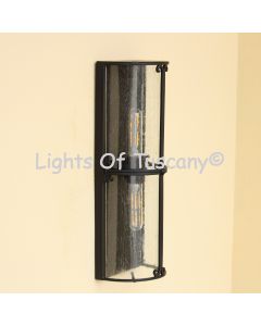 7562-2 Transitional Style Tall Outdoor Pocket Wall Light with glass