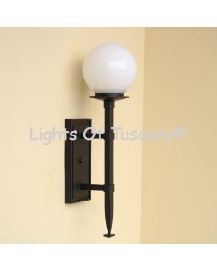 7943-1 Transitional Style Globe Iron Torch Outdoor Light