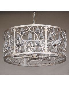 8038-6 Crystal Contemporary Wrought Iron Chandelier