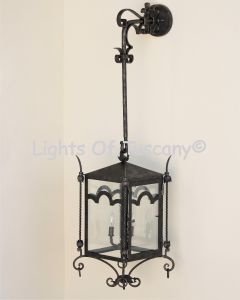 Gothic light, gothic revival lighting, wrought iron light, victorian light, church light, iron wall hanging lantern, LED, 