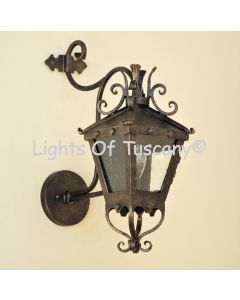 decorative iron Mediterranean wall lantern, Tuscan wall lantern,  Italian Gothic outdoor wall lantern, Medieval Wall Light, Castle Wall Light, 