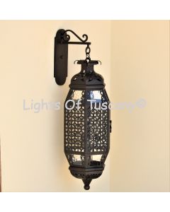 8270-3 Moroccan Style Wrought Iron Outdoor Hanging Wall Lantern Light