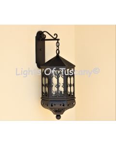 8280-3 Moroccan Moorish Style Hanging Iron Outdoor Hanging Wall Lantern