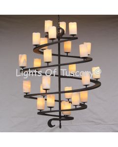 Spiral- Contemporary Wrought Iron Chandelier with Onyx 