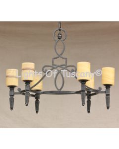 9261-6 Contemporary Wrought Iron Chandelier with Real Onyx 
