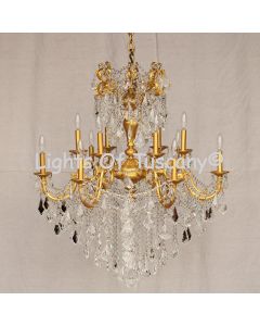 9727-12 Wrought Iron Crystal Chandelier 