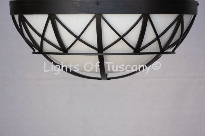 6655-4 Transitional Style Wrought Iron Flush Bowl Light