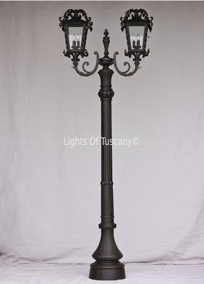 7615-6 Rustic Tuscan Style Iron Standing Post Light