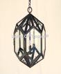2705-3 Geometric - Artisan Style Hexagonal Wrought Iron Pendant Lantern Light