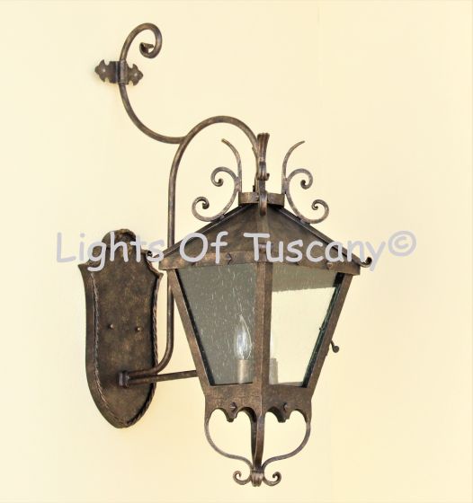Tuscan Wrought Iron Light, Decorative outdoor iron wall lantern, decorative lantern, gothic wall lantern, gothic light, harry potter light,  castle light, medieval iron light, medieval lantern, church lighting,