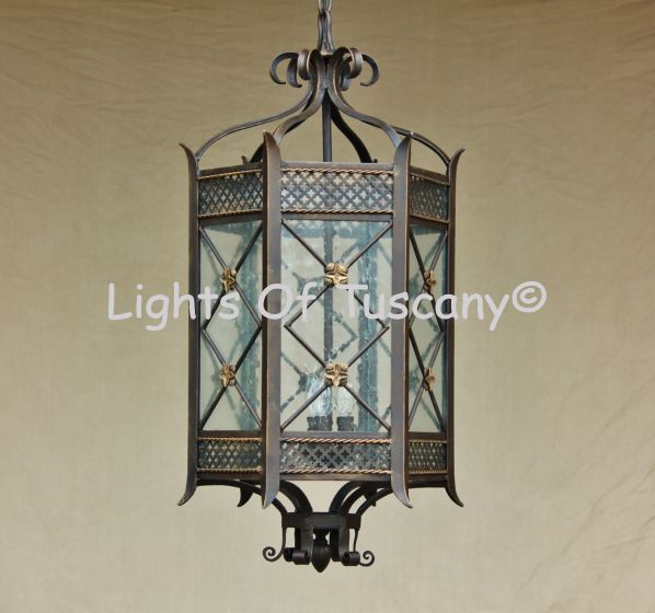 Hanging Lantern-Hand Forged-Wrought Iron/ Tuscan lantern