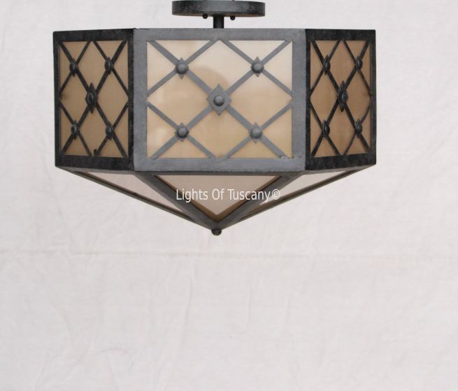 6640-6 Gothic Revival Style Semi Flush Ceiling Light