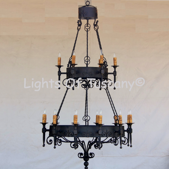 1050-18 Spanish Revival Wrought Iron Chandelier