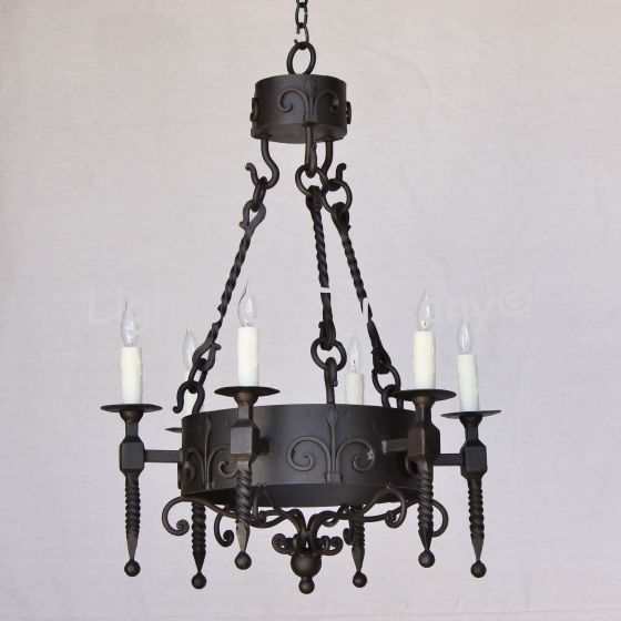 1055-6 Spanish Style Wrought Iron Chandelier