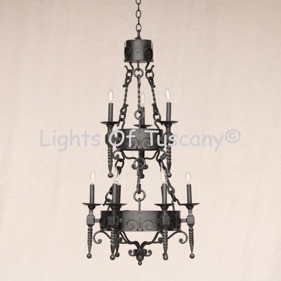 1056-9 Wrought Iron Spanish Style Chandelier