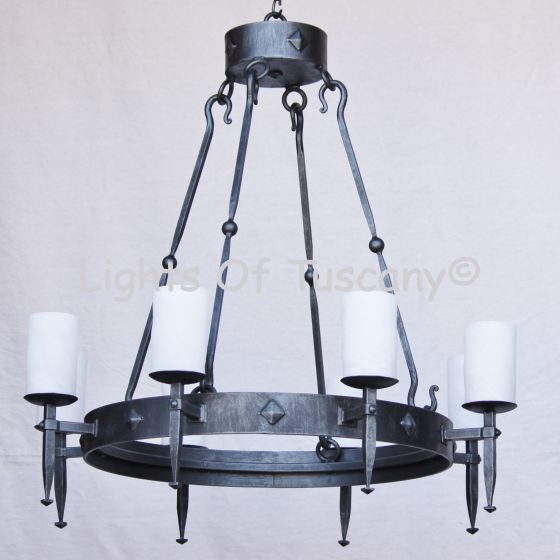 1082-8 Transitional Spanish Style wrought Iron Chandelier