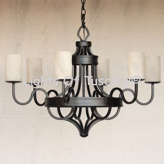 1095-6GLS Transitional Mediterranean Style Wrought Iron Chandelier