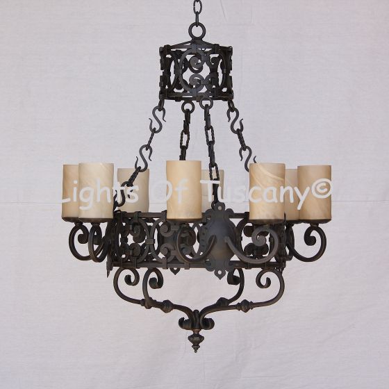 1106-8 Spanish Revival / Mediterranean Style Iron Chandelier 
