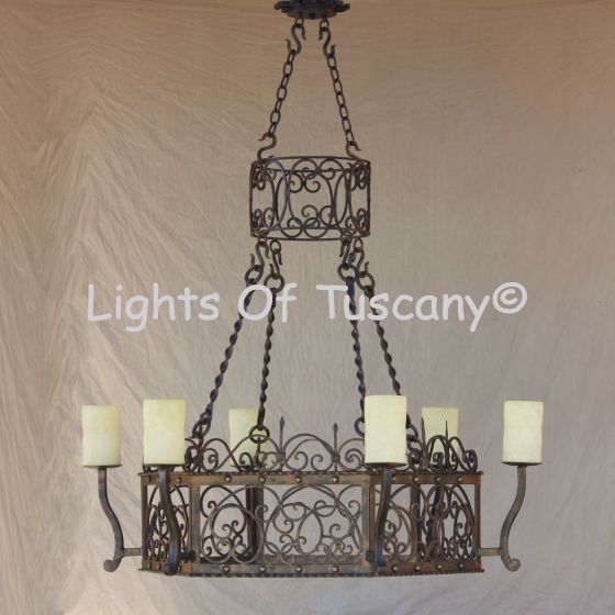 1171-6 Vintage Spanish Style Iron Chandelier