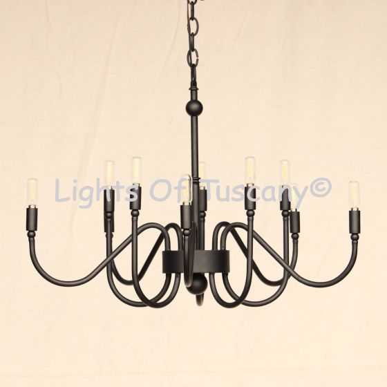 1172-10 Transitional Style Wrought Iron Chandelier