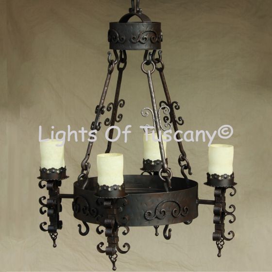 1236-4   Spanish Revival Chandelier Rustic