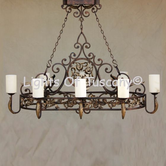 Tuscan Chandelier -hanging-Hand-Forged Wrought Iron-Pot rack