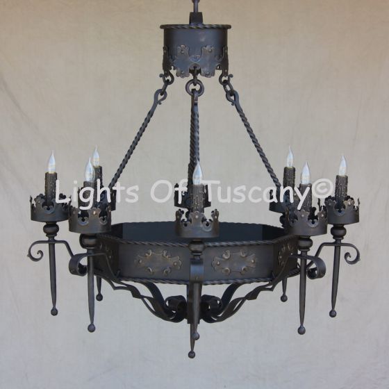 Gothic-Medieval Chandelier-Hand Forged-Wrought Iron
