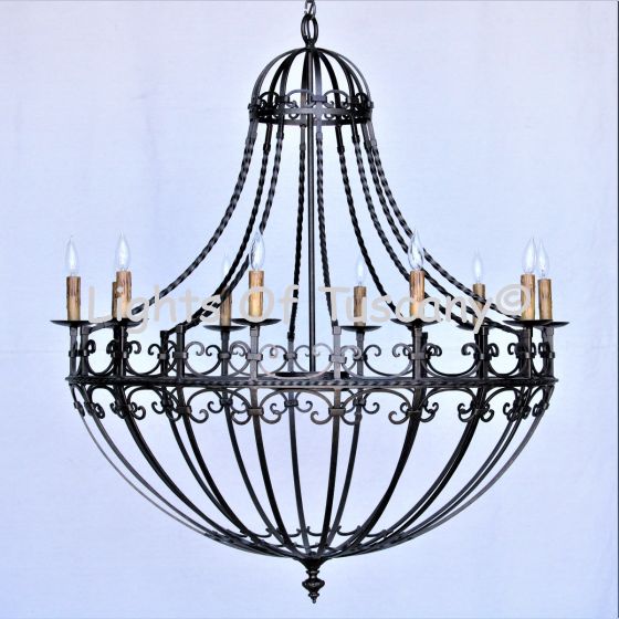 1267-12 Spanish Mediterranean Style Wrought Iron Chandelier